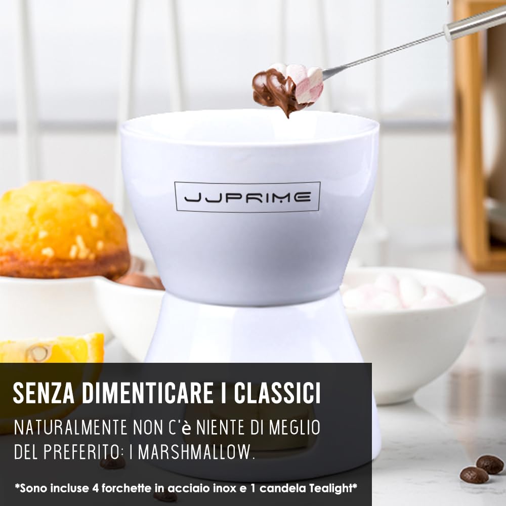 Set fonduta di Formaggio al Cioccolato con Pentola In Ceramica e Forchette In Acciaio Inox | Set Regalo per Set Fonduta Cioccolato | Set Fonduta Formaggio Adatto a Casa, Ristoranti E Caffè