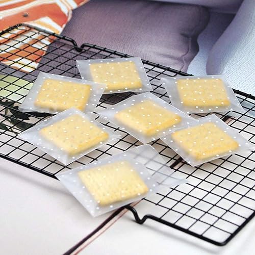Miniatura 10 de Searik - Bolsas autoadhesivas para galletas de celofán, bolsas de plástico de lunares blancos para dulces de pastelería para bodas, fiestas,