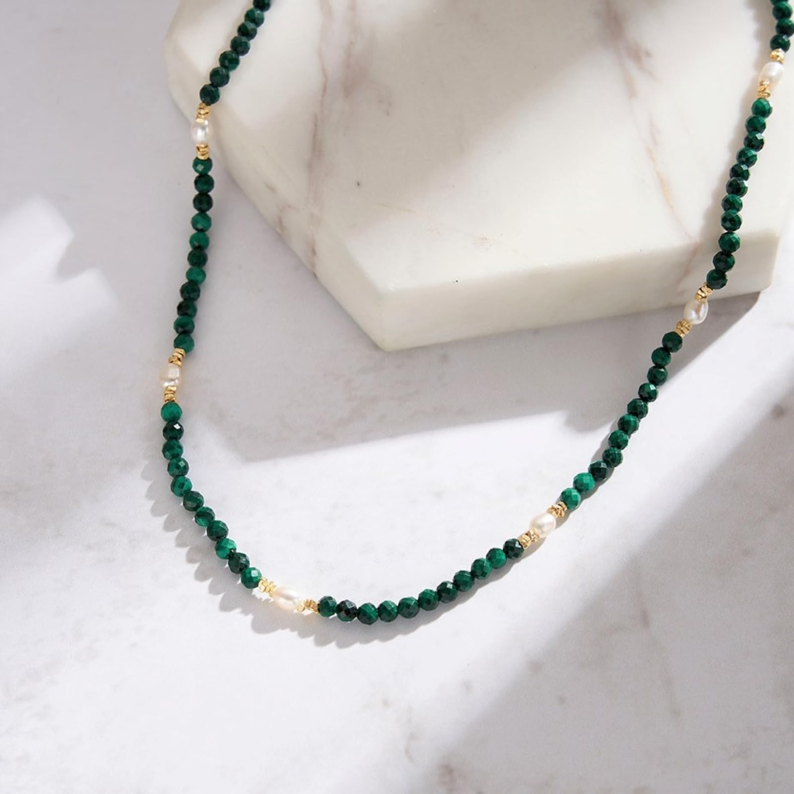 Collar de Mujer con Perlas Barrocas de Agua Dulce y Piedras de Nacimiento, Cadena de Plata de Ley de 925 Bañada en Oro de 14k