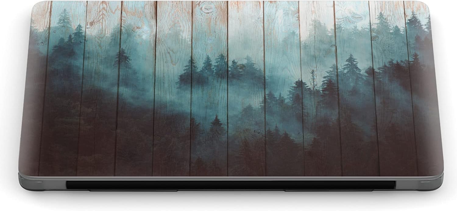 Mertak Hard Case Compatible with MacBook Pro 16 14 Air 15 13 inch M3 M2 M1 Mac 2024 2023 2022 2018 Plastic Nature Wood Foggy Forest Trees Clear Print Landscape Vintage Protective Laptop Touch Bar