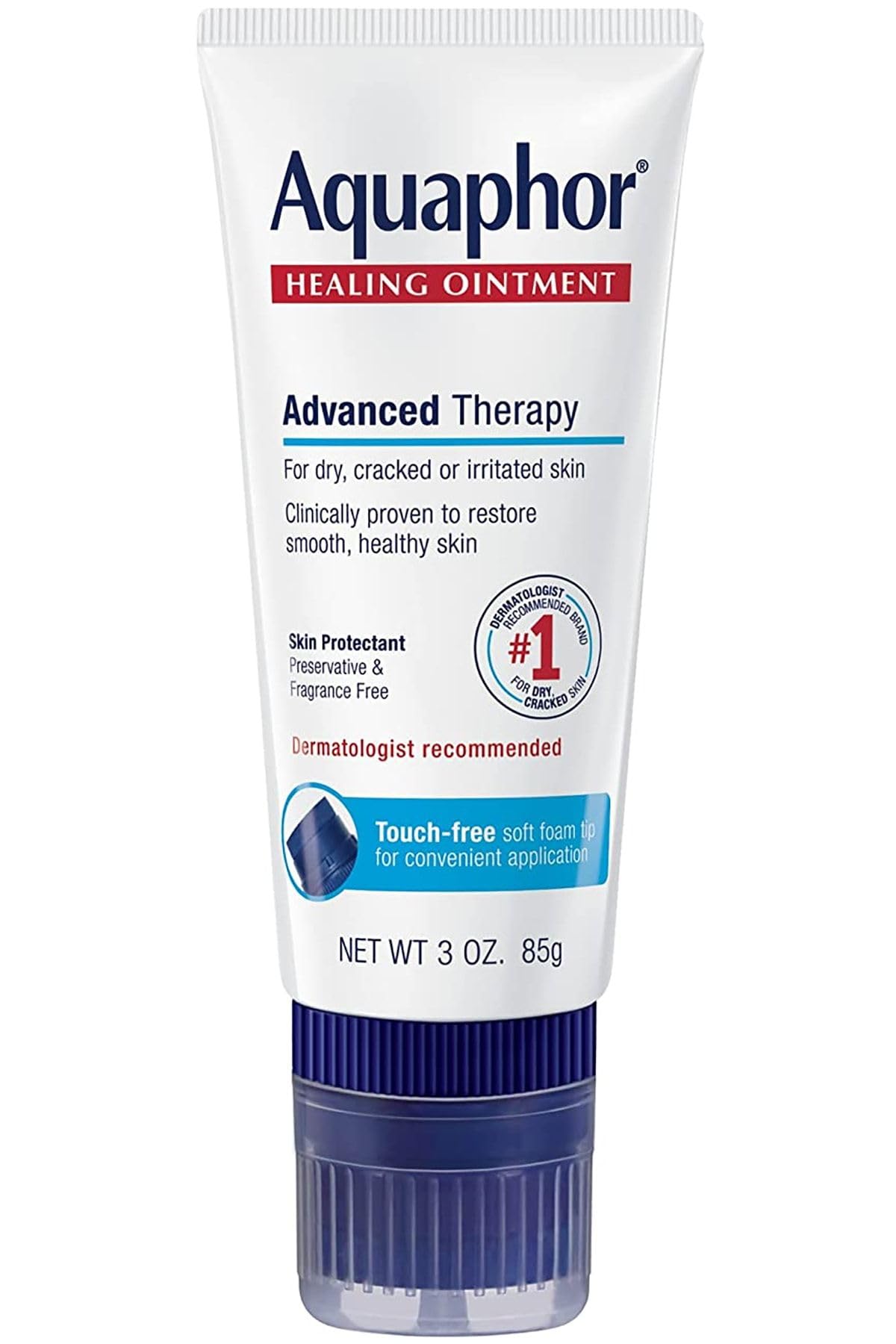 Aquaphor Healing Ointment Advanced Therapy Skin Protectant with Touch-Free Applicator, 3 Oz Tube, Pack of 3