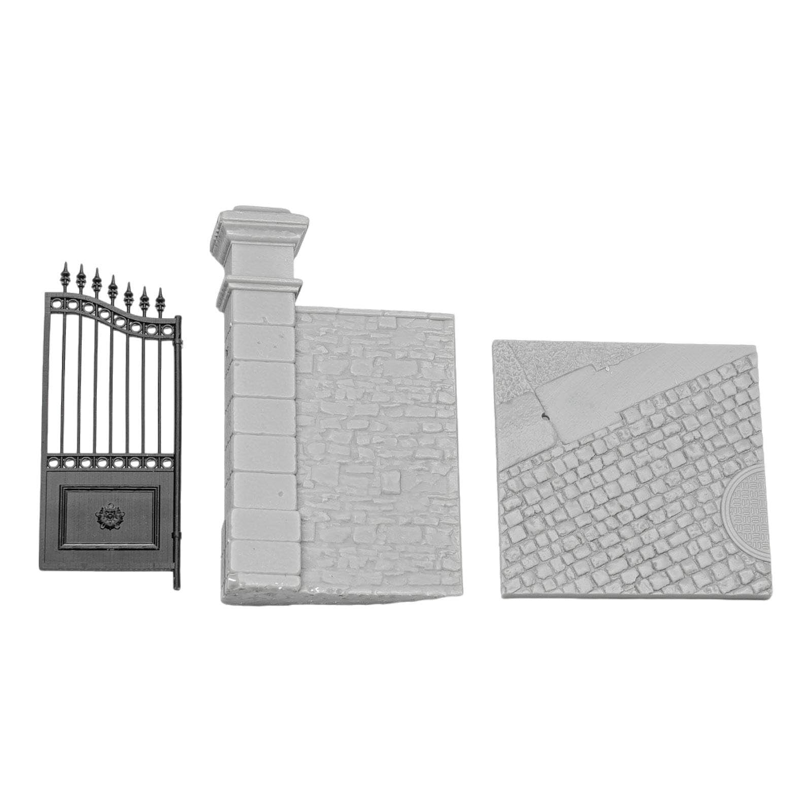 F Fityle 1:35 Base with Gate & Wall Model Compact Collectible DIY Scene Accessories Miniature Scene Prop for Adults Hobby Enthusiasts