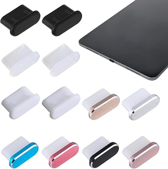 12 عبوة من سدادات غطاء الغبار USB C، 6 أغطية حماية منفذ الشحن من النوع C من الألومنيوم + 6 سيليكون لجميع أجهزة USB-C