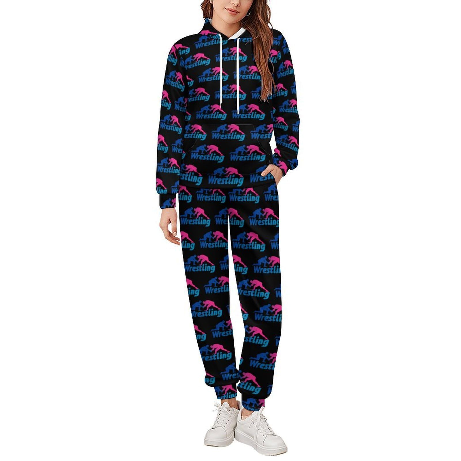 Tute da wrestling per gli uomini a maniche lunghe felpa con cappuccio e pantaloni della tuta tuta Set di tute alla moda