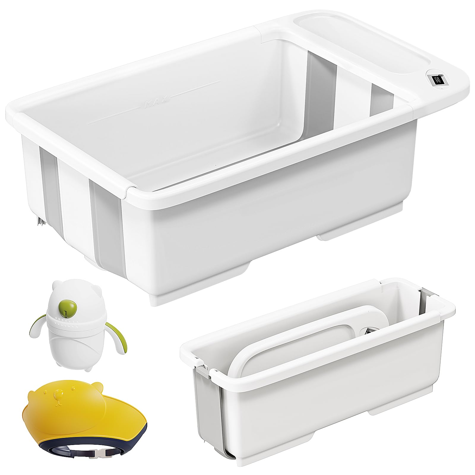 Collapsible Baby Bathtub with Smart Temperature Display, Portable Travel Bathtub, Ideal for 0-36 Months Infants