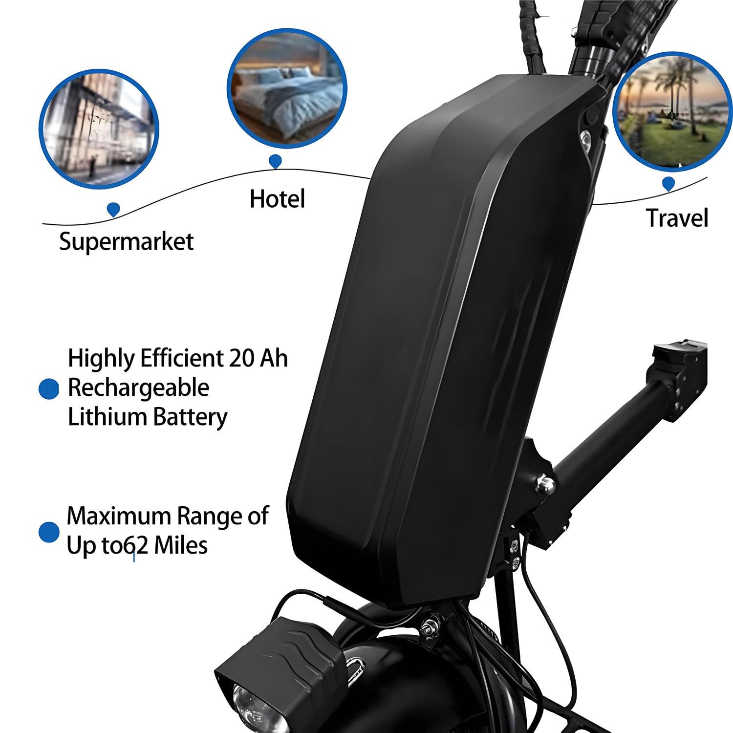 Kit de conversión de silla de ruedas eléctrica con accesorio de bicicleta manual y dispositivo de tracción de tractor, motor de 500 W, rango de 62 km para una mayor movilidad