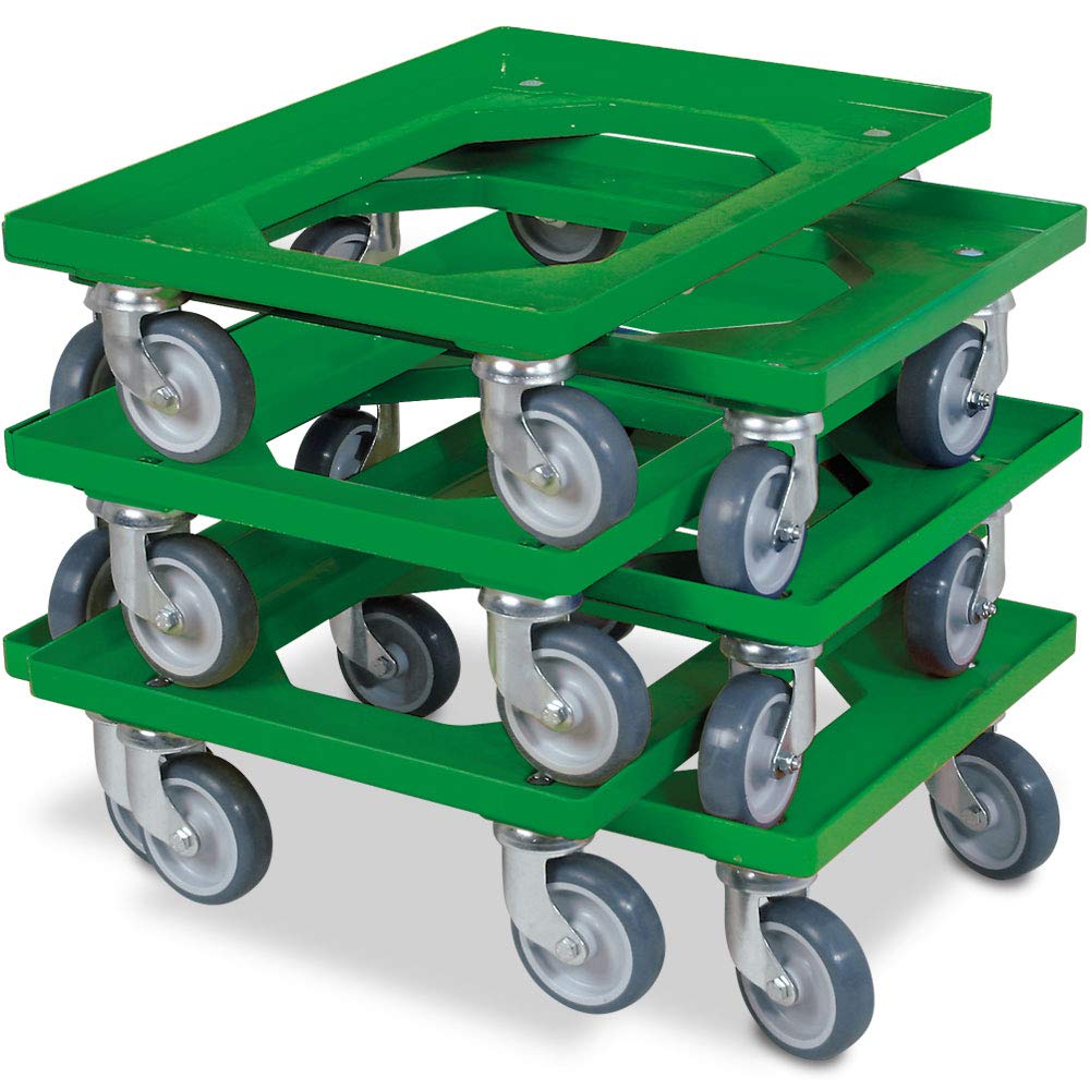 Rollos de transporte para cajas (6 unidades, 600 x 400 mm, capacidad de carga 250 kg), color verde