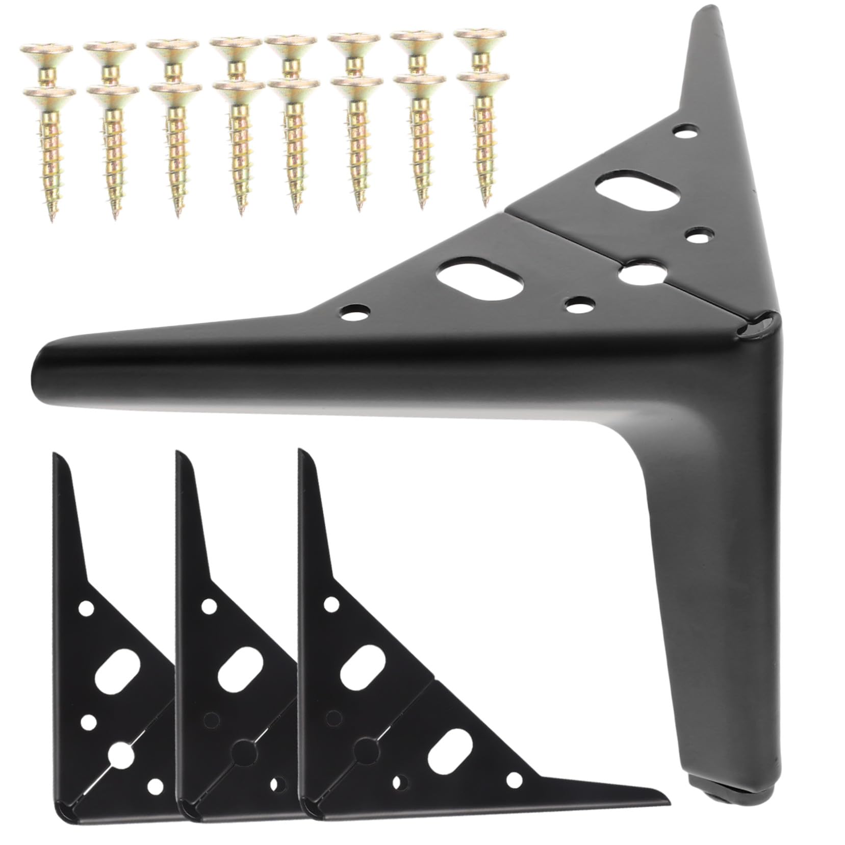 4 pieds de support de meuble en acier noir pour lit et armoire