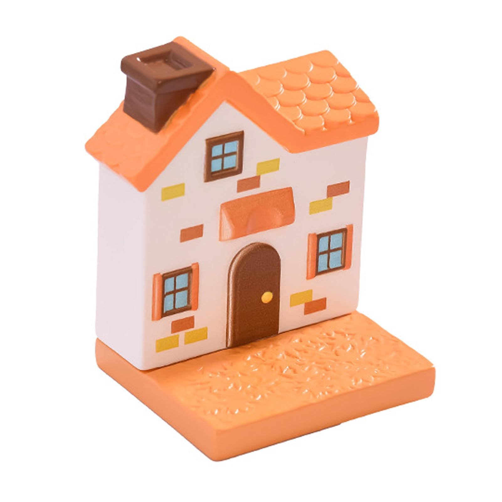 pidodou Resin Fairy Tale Miniature House Figurines, Cute Garden Ornaments for DIY Patio Yard Landscape Accessories Decor Orange Onesize