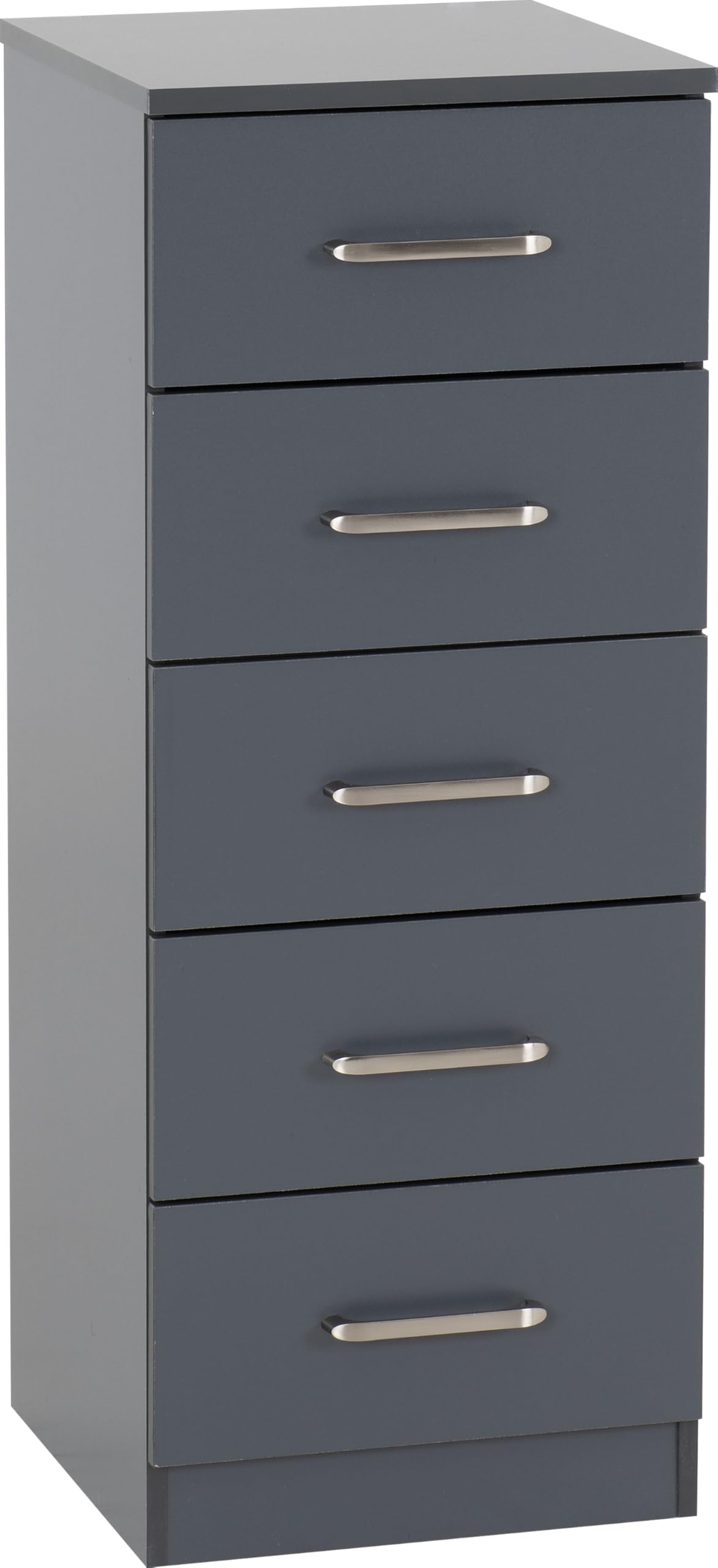 B&Q -  Dakota 5 Drawer Narrow Chest Of Drawers Dark Grey