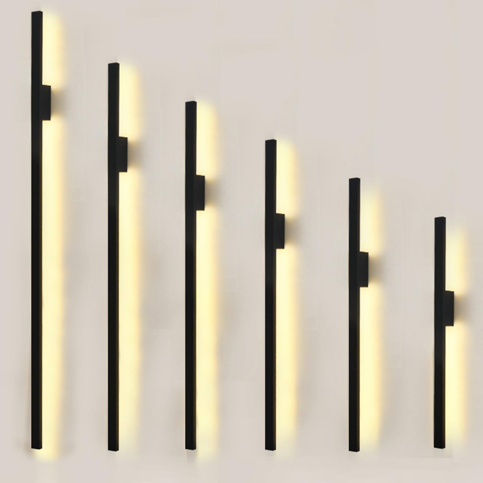Wandleuchte für den Außenbereich, IP65 mit LED, moderne Veranda, Veranda, Innenbereich, Schwarz, 200 cm, für Garten, Bureau, Skalier, Allée (80 cm, Chau)