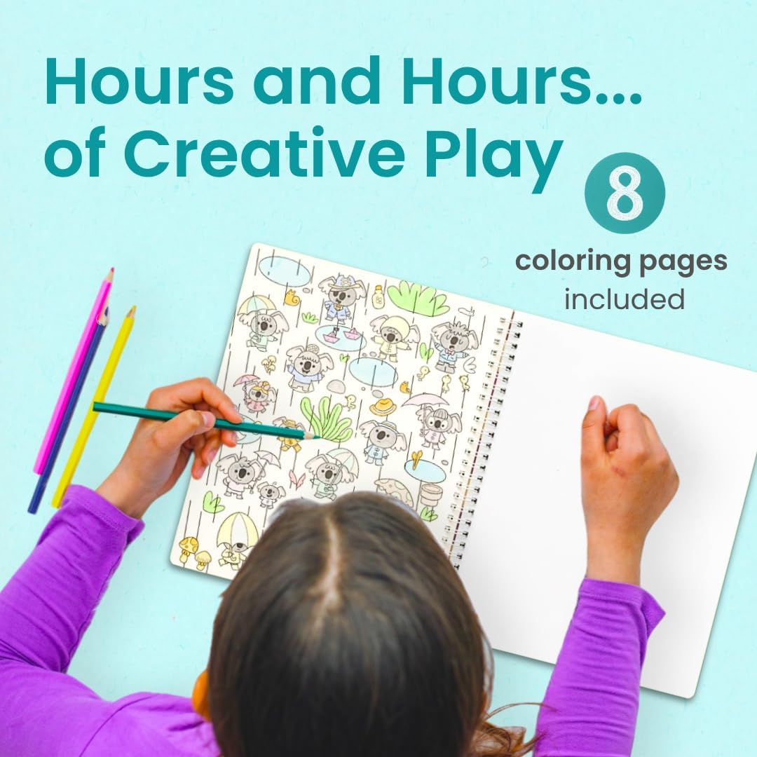 Koality Time 300+ Kids Sticker Book by Cupkin Toddler Airplane Travel Coloring and Sticker Book, 8 Coloring Pages 8 Side by Side Scenes for Children's of 2-8 Years, Valentines Gifts for Kids - Image 4