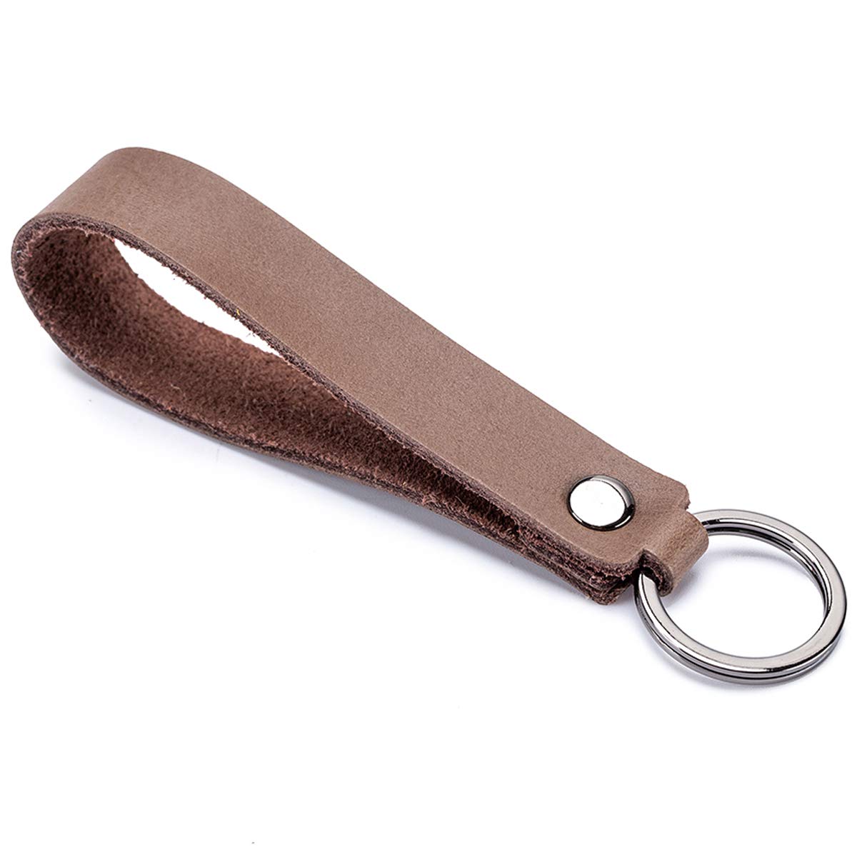 Aileder Leather Car Keychain Key Holder Real Leather Strap Valet Key Chain Keyring Key Fob Lanyard (Coffee)