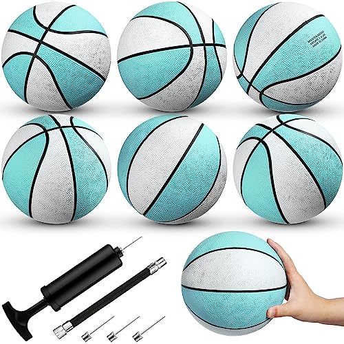 Honoson 6 Pack Water Pool Basketball Swimming Pool Rubber Waterproof Basketball for Summer Lake Party Favors(8 Inch,Water Blue)