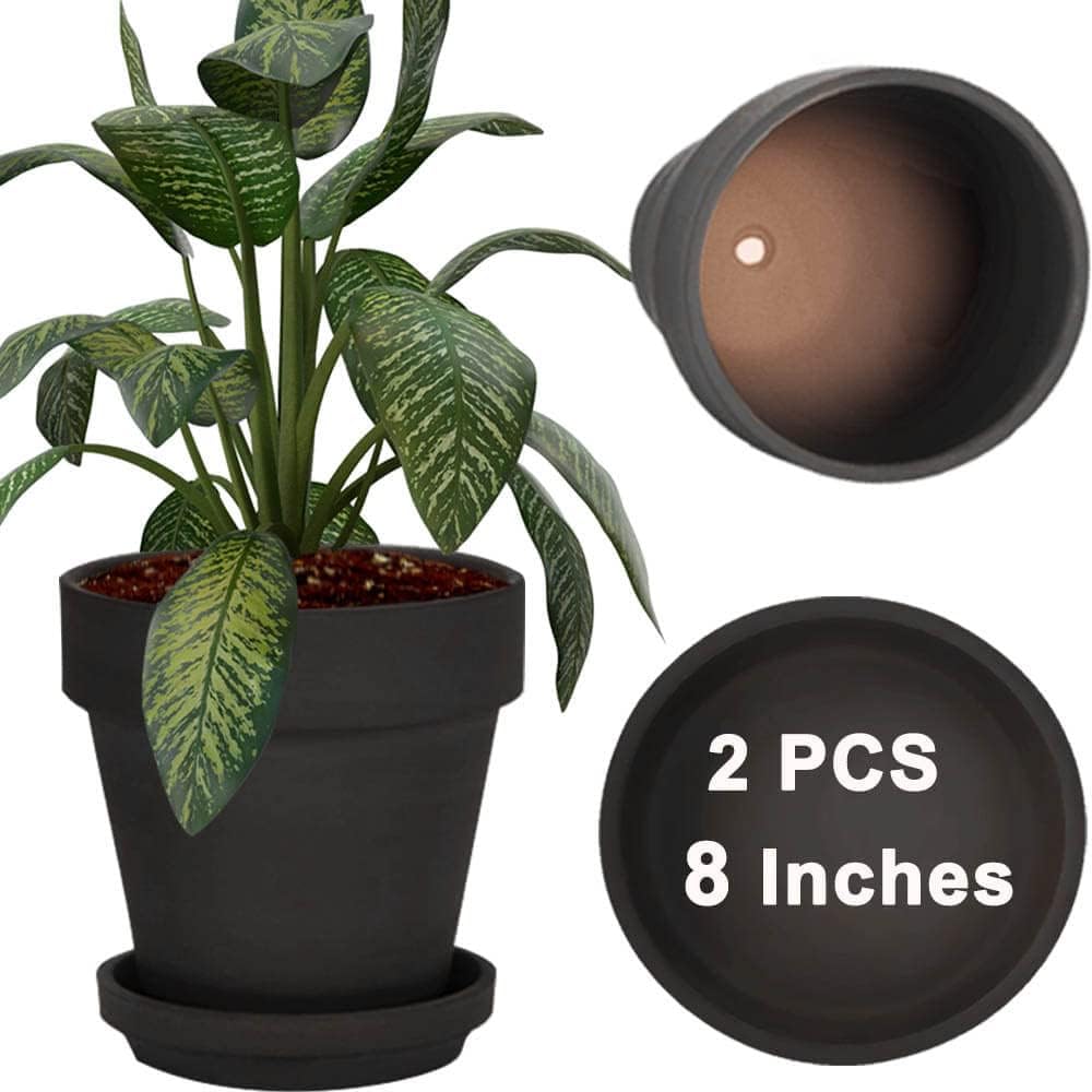 Pot en terre cuite de 20,3 cm avec soucoupe et drainage lot de 2