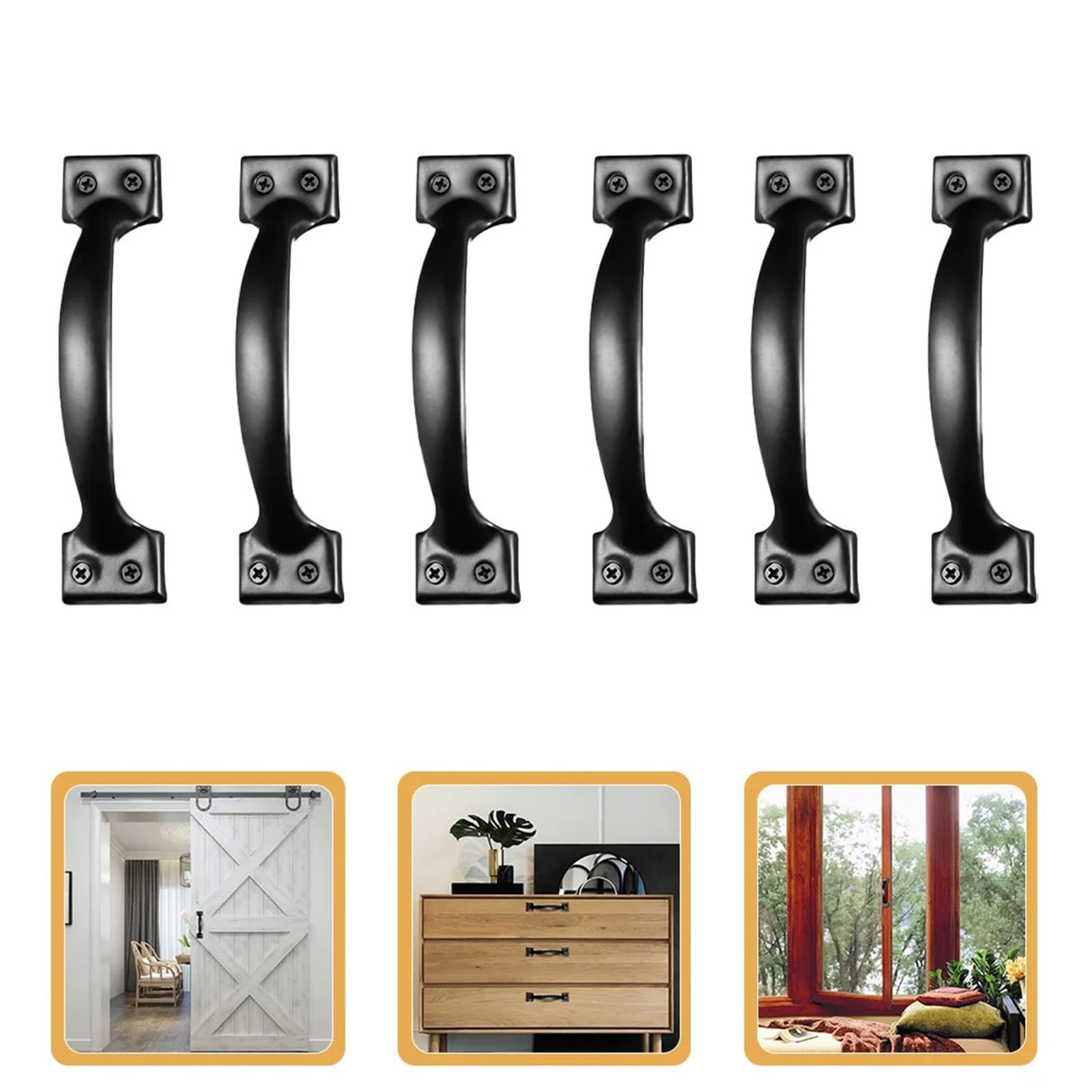 Door Handle Pull Cabinet Drawer Cupboard Knob Dresser Metal Iron Furniture Knobs(Black 12pcs)