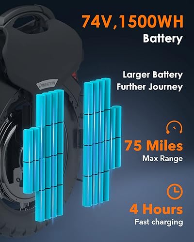 Miniatura 5 de INMOTION V11 - Unicycle eléctrico de rueda de 18 pulgadas integrado con suspensión de aire de 335 pulgadas motor potente de 2200 W y velocidad