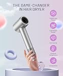 Sèche-Cheveux Ionique Haute Vitesse Cosy Companions, Moteur Sans Balai 150000 RPM pour Séchage Rapide en 2-5 Min, Sèche-Cheveux Léger Réduit les Frisottis & Dommages de Chaleur, avec Diffuseur & Embout, Argenté