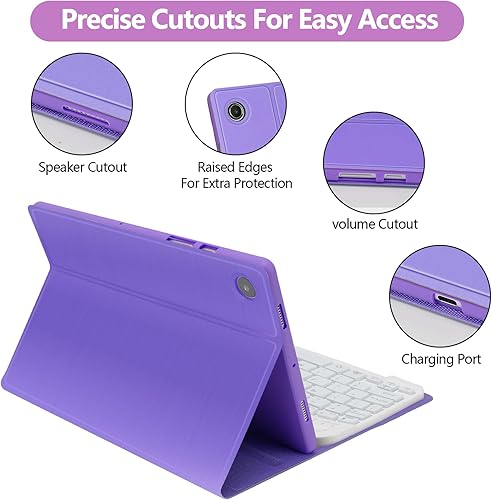 Vista 19 de Funda de teclado para Samsung Galaxy Tab A8 de 10.5 pulgadas 2022, 7 colores retroiluminados y teclado Bluetooth desmontable magnético, funda