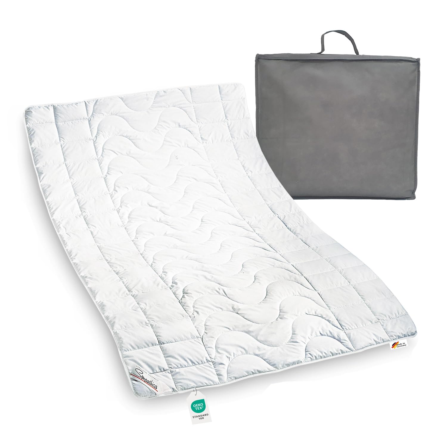 Sympathica 100% Kamelhaar Sommerbett | Kamelhaar Bettdecke | Sommerdecke | Kamelhaardecke | 200x200 cm | 30° Wäsche | Oeko-TEX-Zertifiziert | Made in Germany