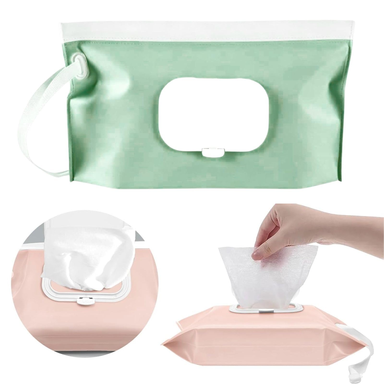 Baby Wipes Dispenser Portable Wet Wipe Dispenser Bag Reusable Travel Baby Wipes Container Refillable Wet Wipe Carrying Case Holder (1 pcs) Multicolour.-image-14