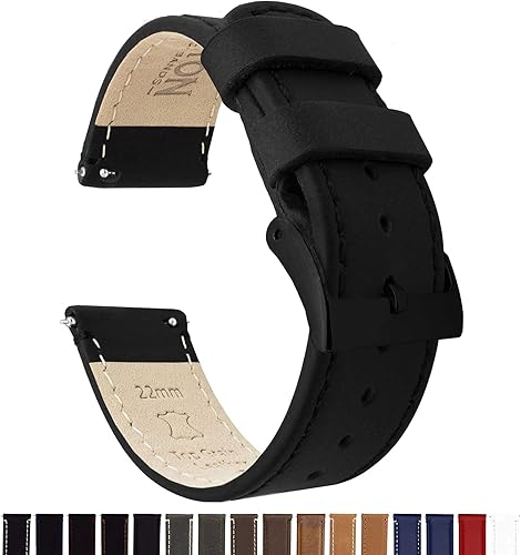 Miniatura 2 de Barton - Correa de cuero flor para reloj, de liberación rápida, anchos disponibles 16mm, 18mm, 19mm, 20mm, 21mm 22mm, 23mm o 24mm