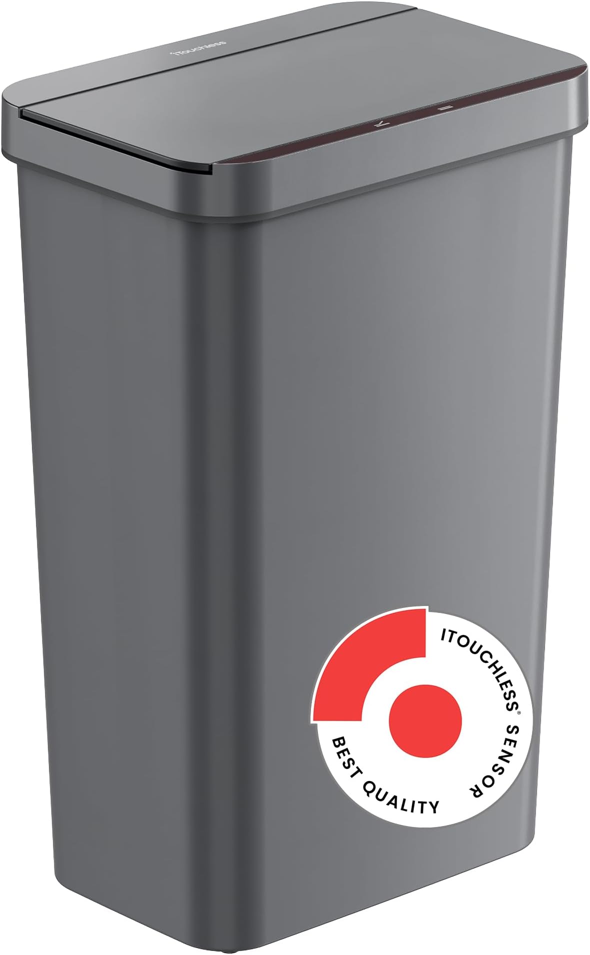 iTouchless Prime 13.2 Gallon Plastic Sensor Trash Can, Slim and Space-Saving, Durable Dent-Proof Construction, Automatic Bin Great for Kitchen, Home, Office, Business, Garage, Gray Color