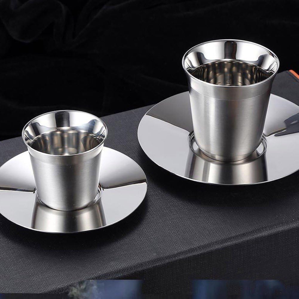 Kubek do espresso ze stali nierdzewnej 80 podwójnych ścianek, stal 304 Demitasse ze spodkiem do użytku domowego.