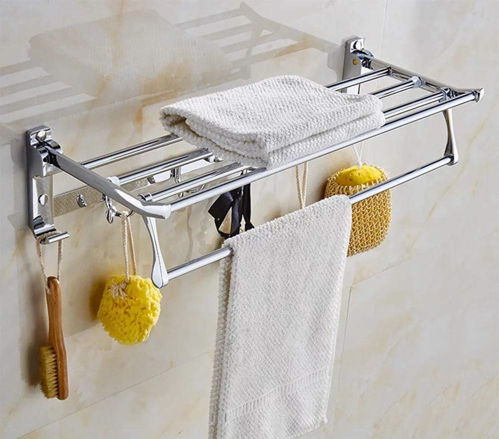 LMYSXAOZ LNNSHX Towel Rack,304 Polished finishi Stainless Steel Hanger Bar,90 Foldable Rack,for Kitchen Bathrooms Lavatory Closets-TypeB-Punch-60cm (Type Bpunch40cm)