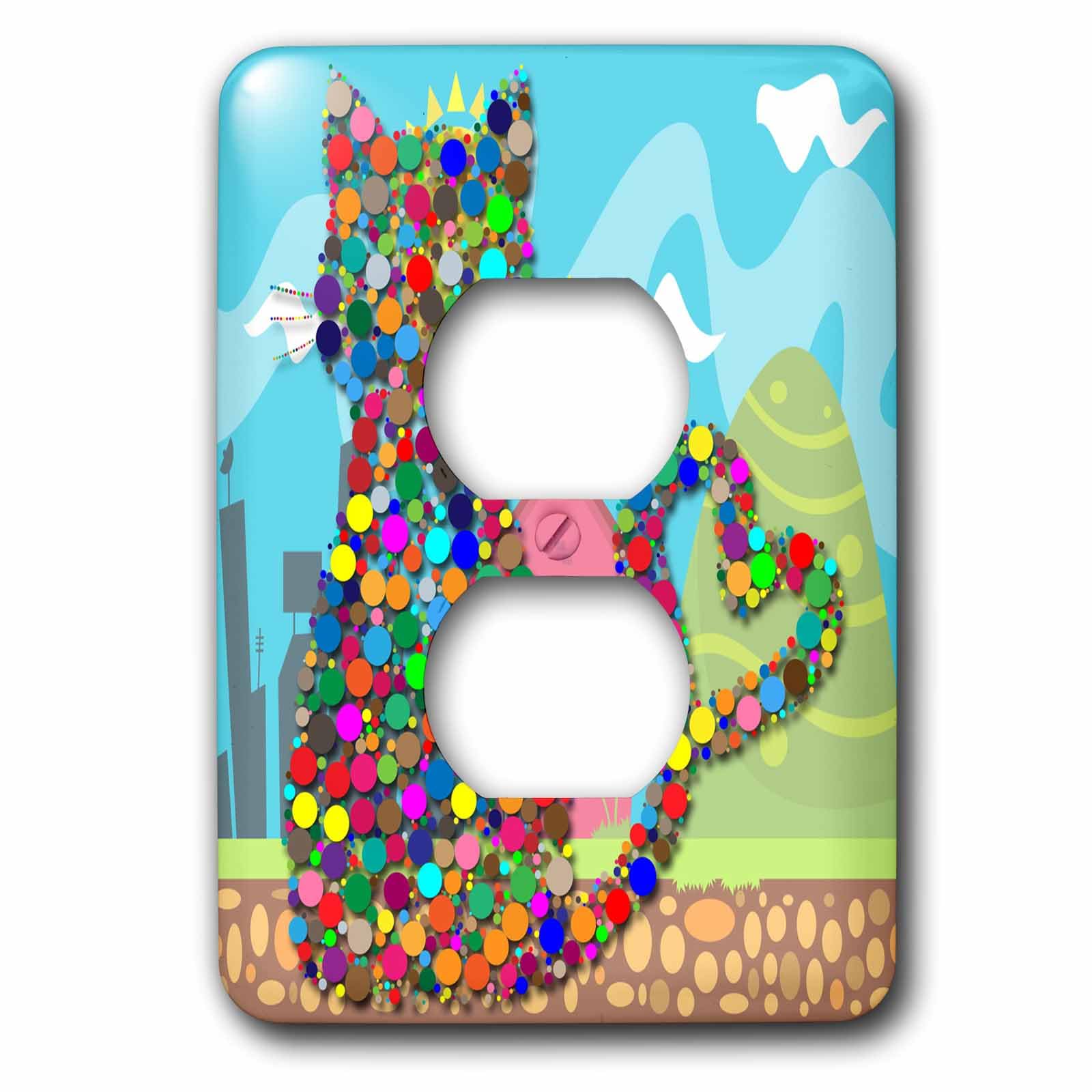 Confetti kitty double prise de courant avec design artistique original 3D Rose