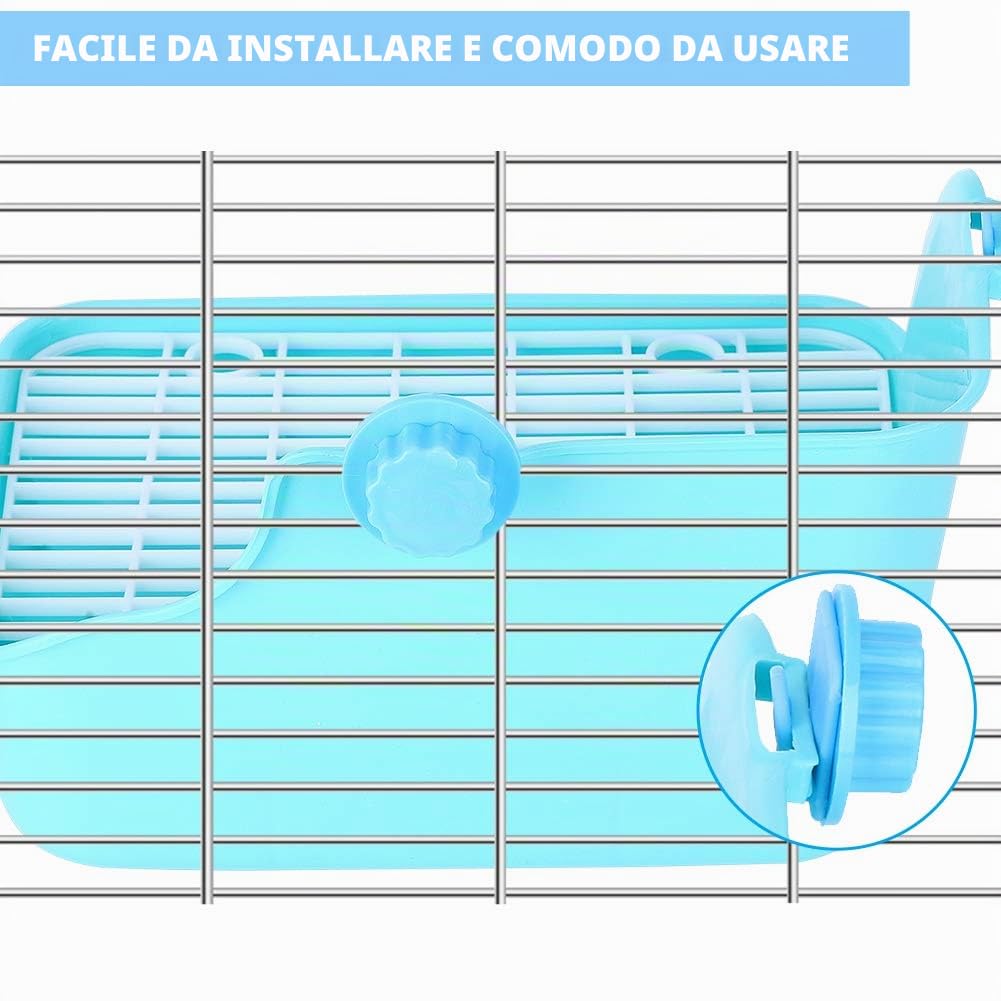 Toilette Grande per Piccoli Animali, Lettiera in Plastica per Animali Domestici per Conigli, Cincillà, Porcellini D'India, Fibbia di Fissaggio Incrociata e Deflettore Aumentato