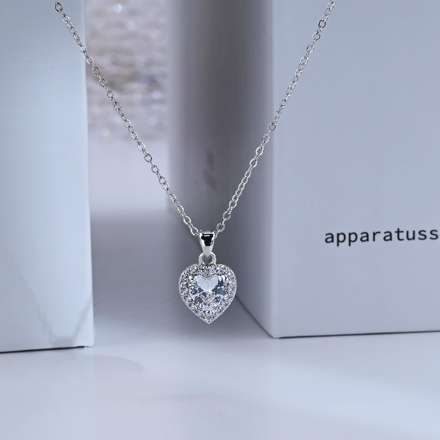 Silver Heart Necklace for Women Diamond Pendant Necklace Love Birthstone Necklaces for Women Trendy - Image 5