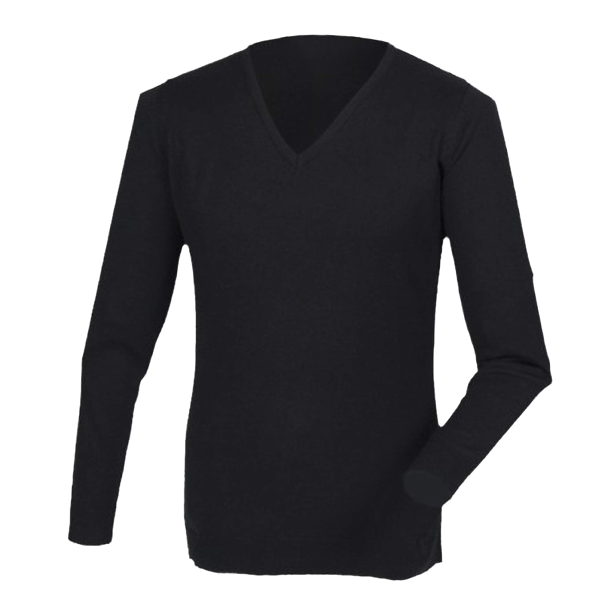 Henbury Mens Cashmere Touch Acrylic V-Neck Jumper / Knitwear (L) (Black)