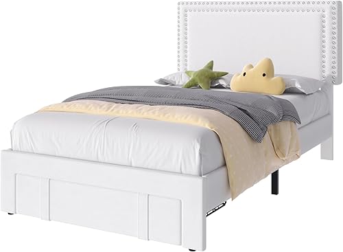 Miniatura 270 de VECELO Base de cama de tamaño matrimonial con cabecera tapizada ajustable, plataforma de listones de madera, diseño sin ruido, fácil montaje Negro