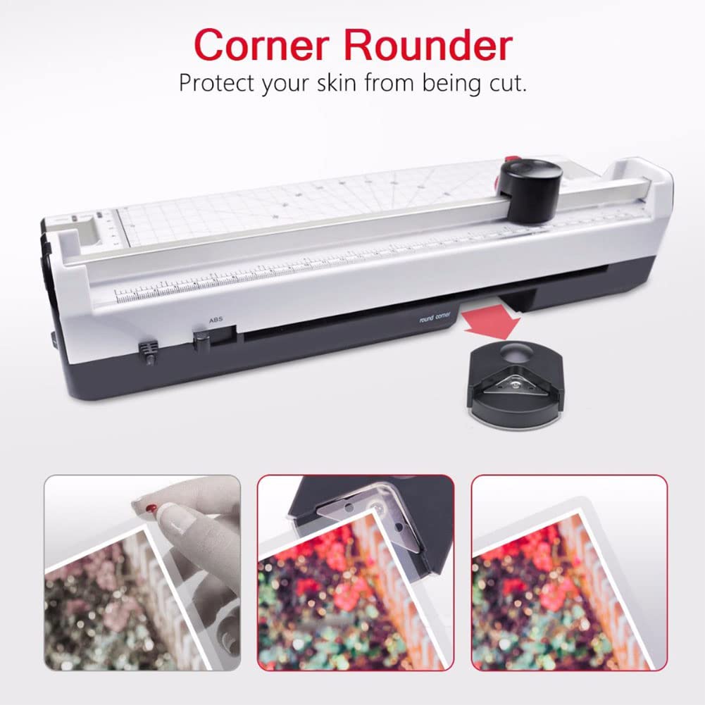 Macchina per la laminazione di foto per plastificatrice A4, set 6 in 1 di macchine per laminazione termica e a freddo con tagliacarte, arrotondatrice per angoli per ufficio scolastico domestico
