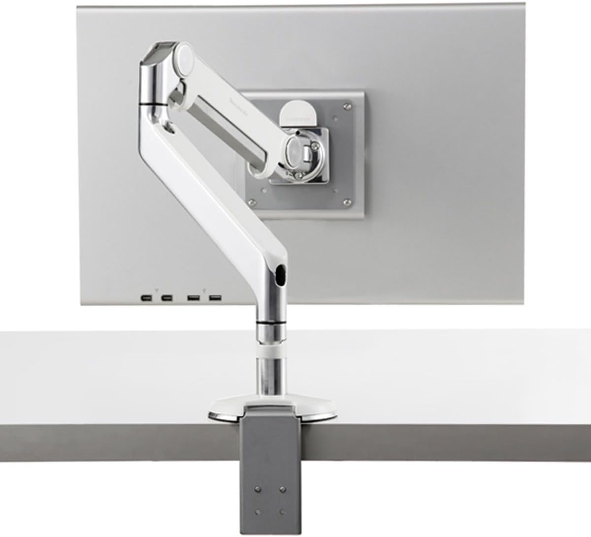 Humanscale M2 Monitor Arm with a monitor attached, showing the desk clamp mownt.