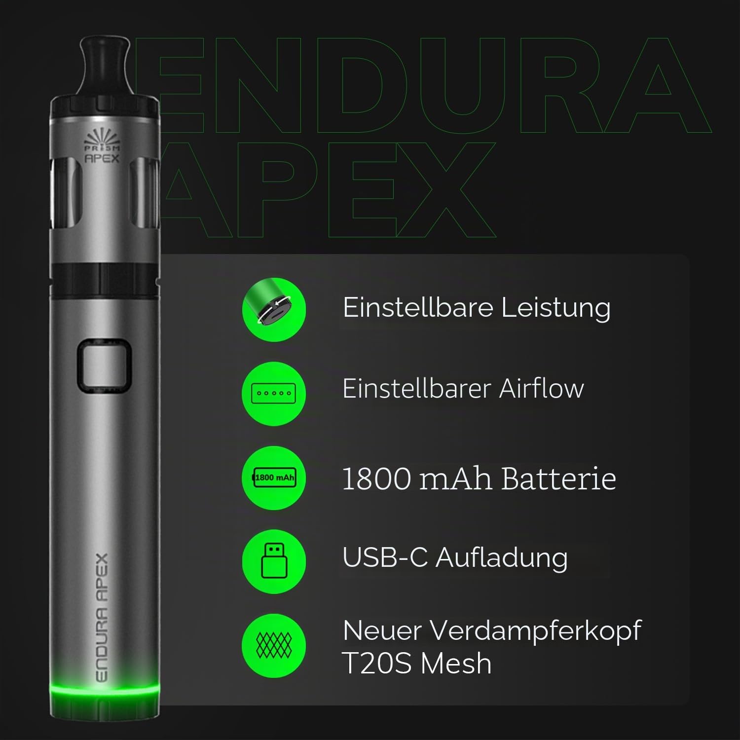 Innokin Endura Apex 3ml 1800mAh Kit inkl. Prism Apex Tank Farbe Blau