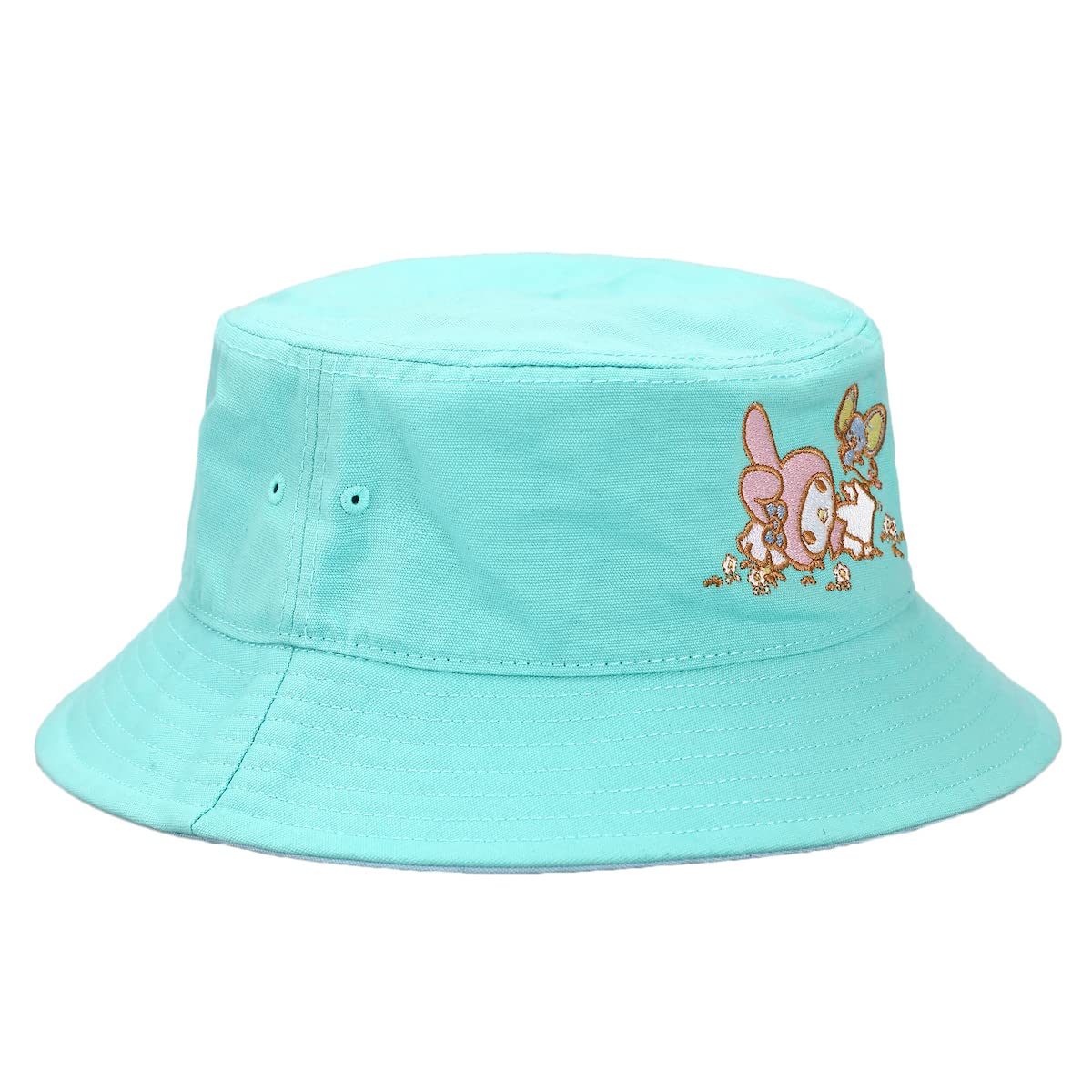 Hello Kitty My Melody Sanrio Embroidered Canvas Bucket Hat for Women Blue