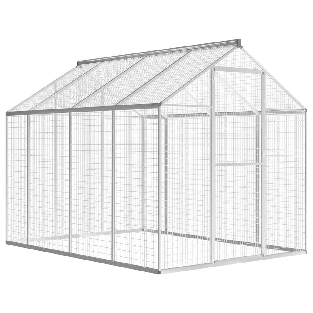 Aviario exterior de aluminio, 178 x 242 x 192 cm, transitable con rejilla y techo, adecuado para conejos, cobayas, animales pequeños, recinto de jardín exterior, establo estable para roedores