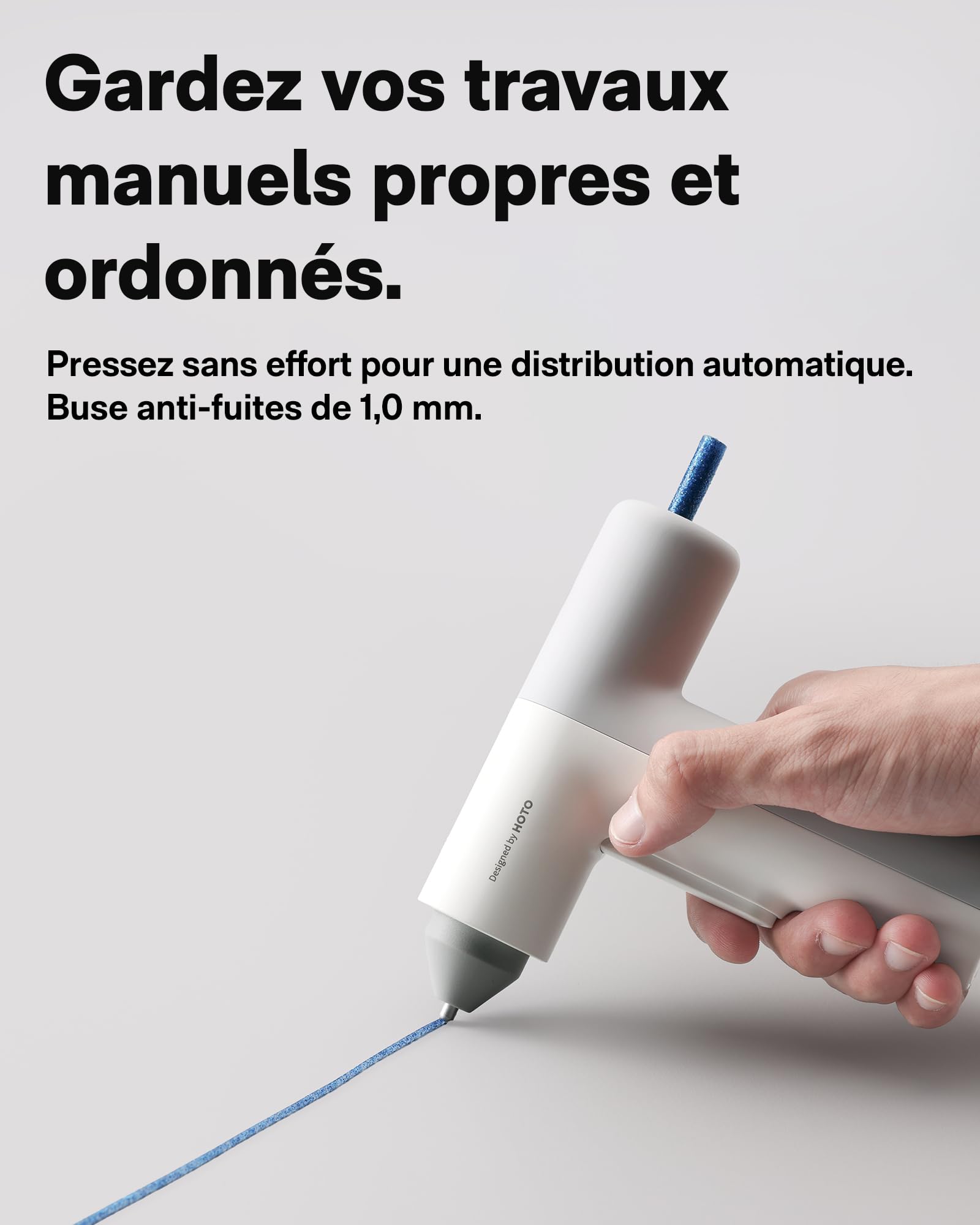 HOTO Pistolet à Colle sans Fil, Pistolets à Chaude Colle Électriques Rechargeable USB-C, 3000mAh, 40X7mm Bâtons de Colle Colorés, Chauffage Rapide de 30s, Distribution Automatique pour DIY/Art/Maison