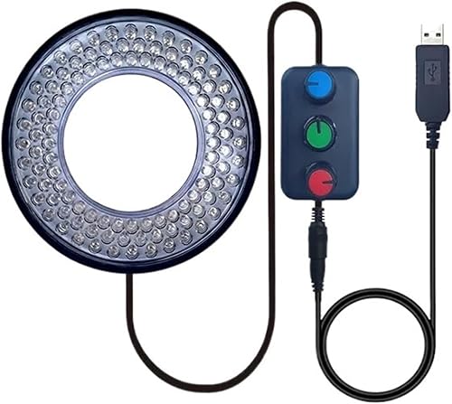 Kit de accesorios para microscopio LED anillo luz USB 5V 4 zonas temperatura de color ajustable microscopio estéreo diapositivas de microscopio