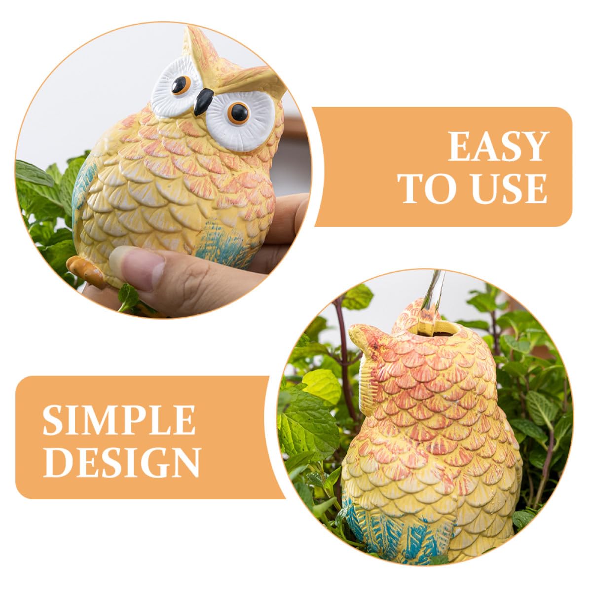 SOIMISS Lot de 4 Arroseurs Automatiques Hibou en Céramique 210 ML, Système d'Arrosage pour Plantes d'Intérieur, Dispositif d'eau Réutilisable pour Pots, Outil Pratique pour Succulentes et