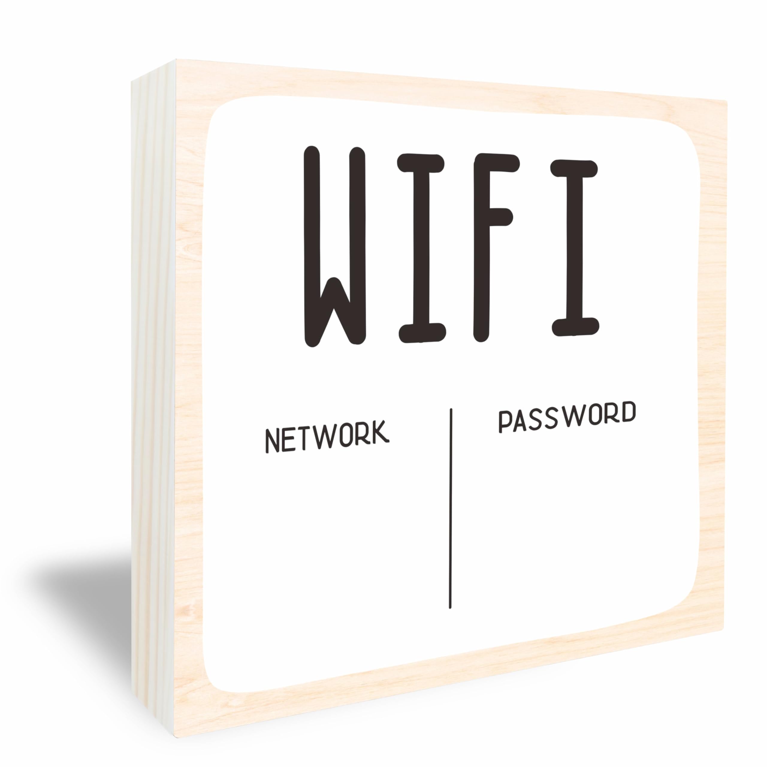 Minimalism WiFi Password Wooden Box Sign, 6X6 Inch Rustic Desk Decor For Home & Office Decoration & Accessories - A11