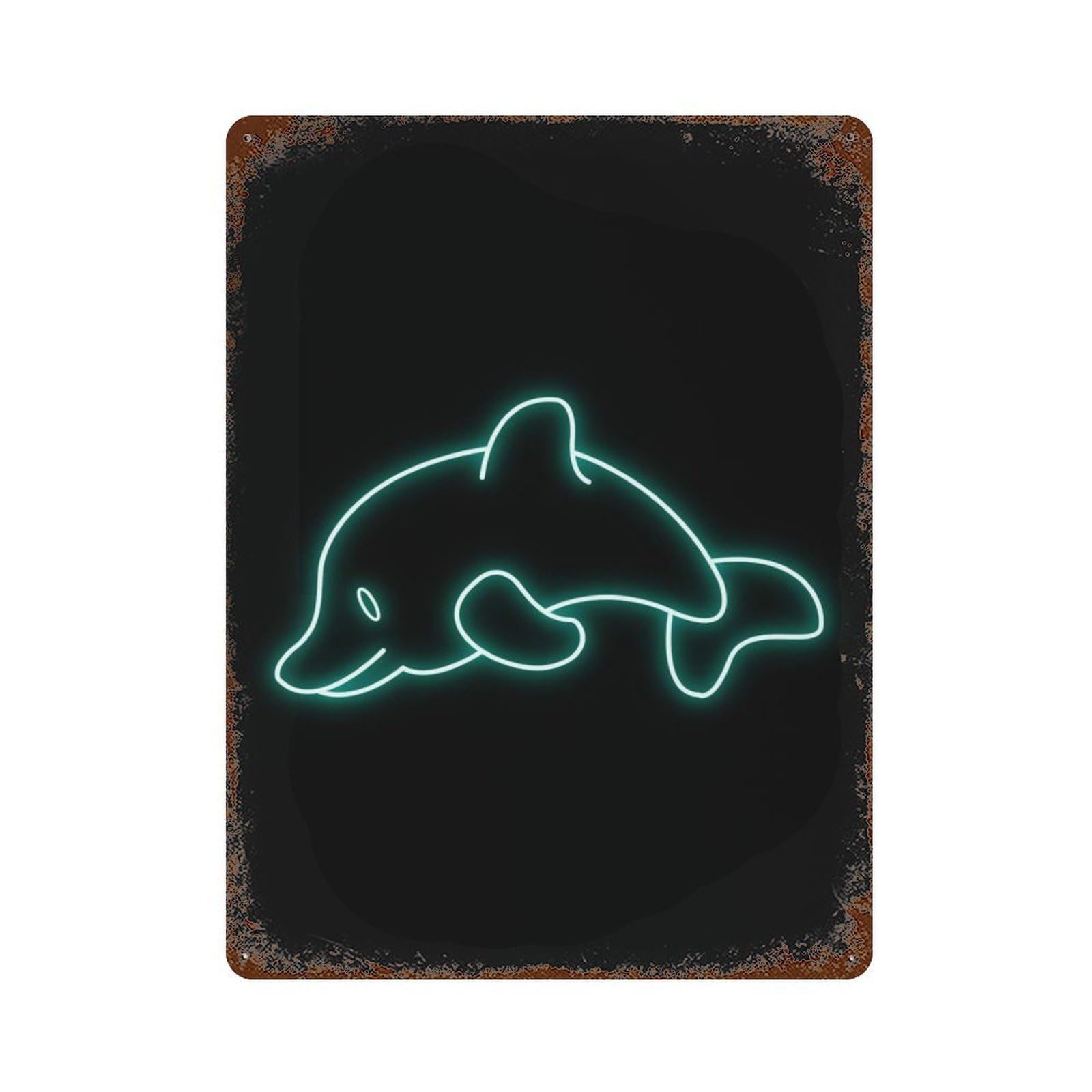 Whale Animal Distressed Metal Wall Sign 15.7"x11.8", Ideal for Garage, Bar And Workshop Decor