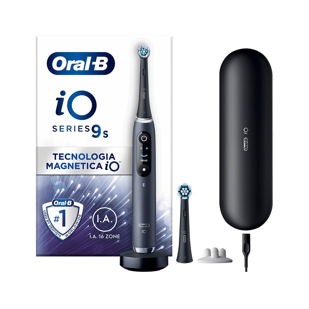 Oral-B iO - 9S Spazzolino Elettrico Ricaricabile Nero con Tecnologia Magnetica