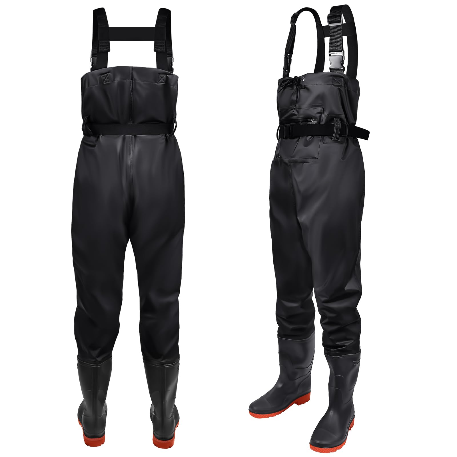 IEEILULU Waders Peche Homme, Waders Pantalons de Pêche avec Poche Poitrine, Pantalons de Waders Nylon avec Bottes 40-47, Waders Peche Antidérapants Cadeau pour Amateurs de Pêche e Sportive