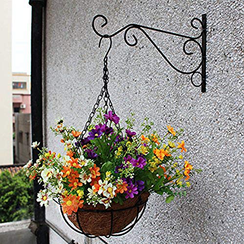Ocharzy Metal Plant Hanging Hook Wall Brackets Home Garden Decor Flower Pot Hanger Outdoor/Indoor Plants Lantern Hooks Pack of 2 (B, 11.8 x 8.2 in, Coffee)