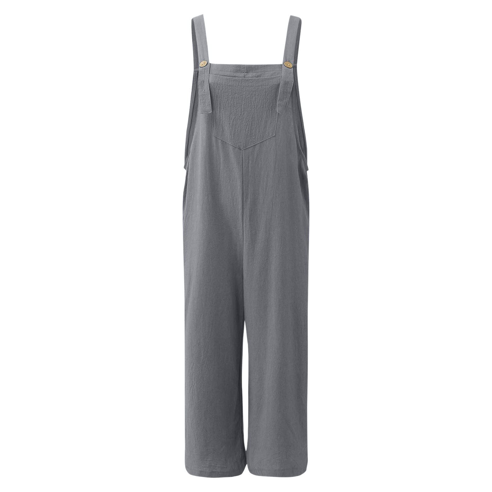 Mono de verano para mujer, ancho, holgado, peto de algodón con bolsillos, elástico