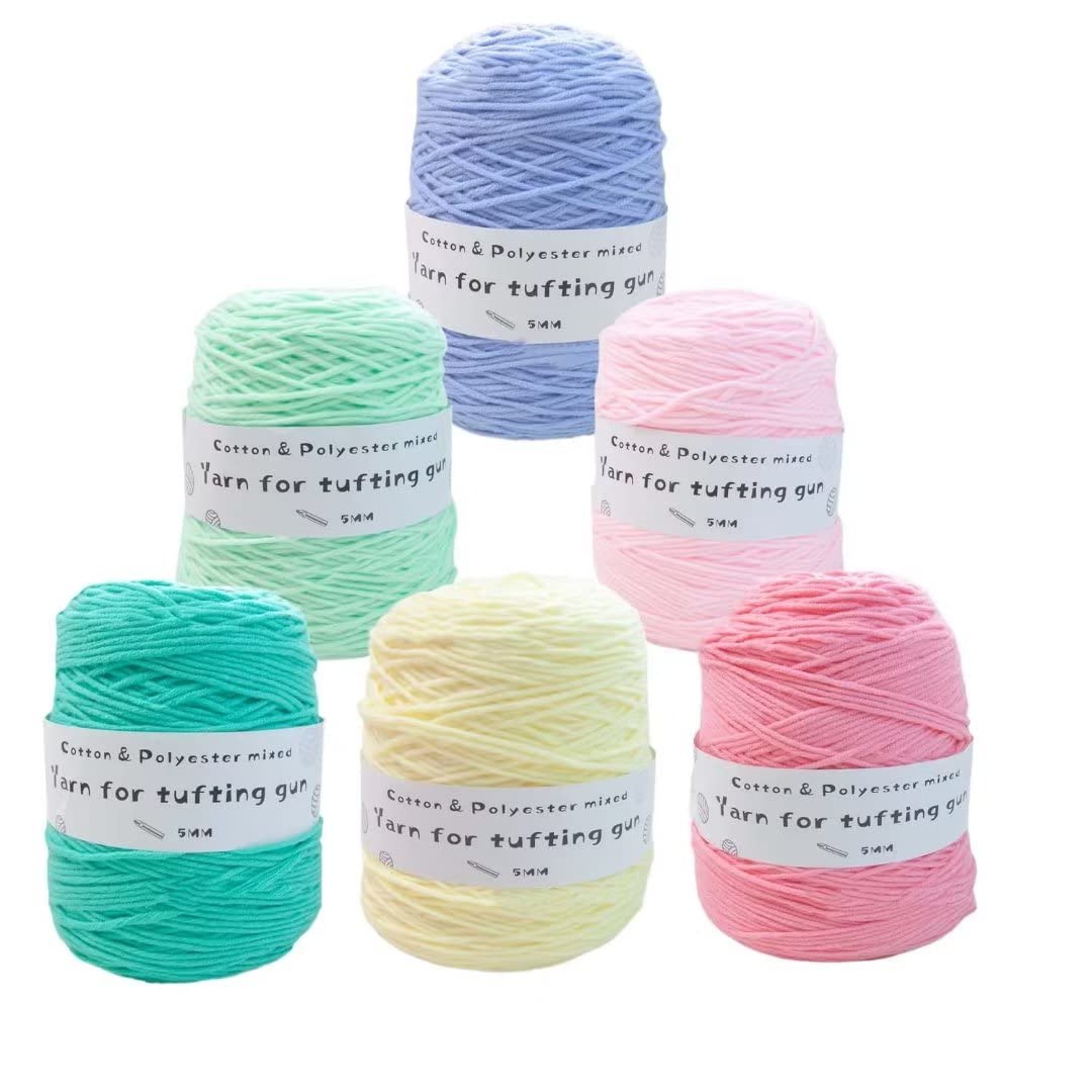 Gomitoli di Lana 6 x 380g gomitoli di Maglia Assortiti, Set Misto di Cotone e Poliestere dai Colori Vivaci per Maglia, Uncinetto, per Pistola per tufting, gomitolo da 5 mm