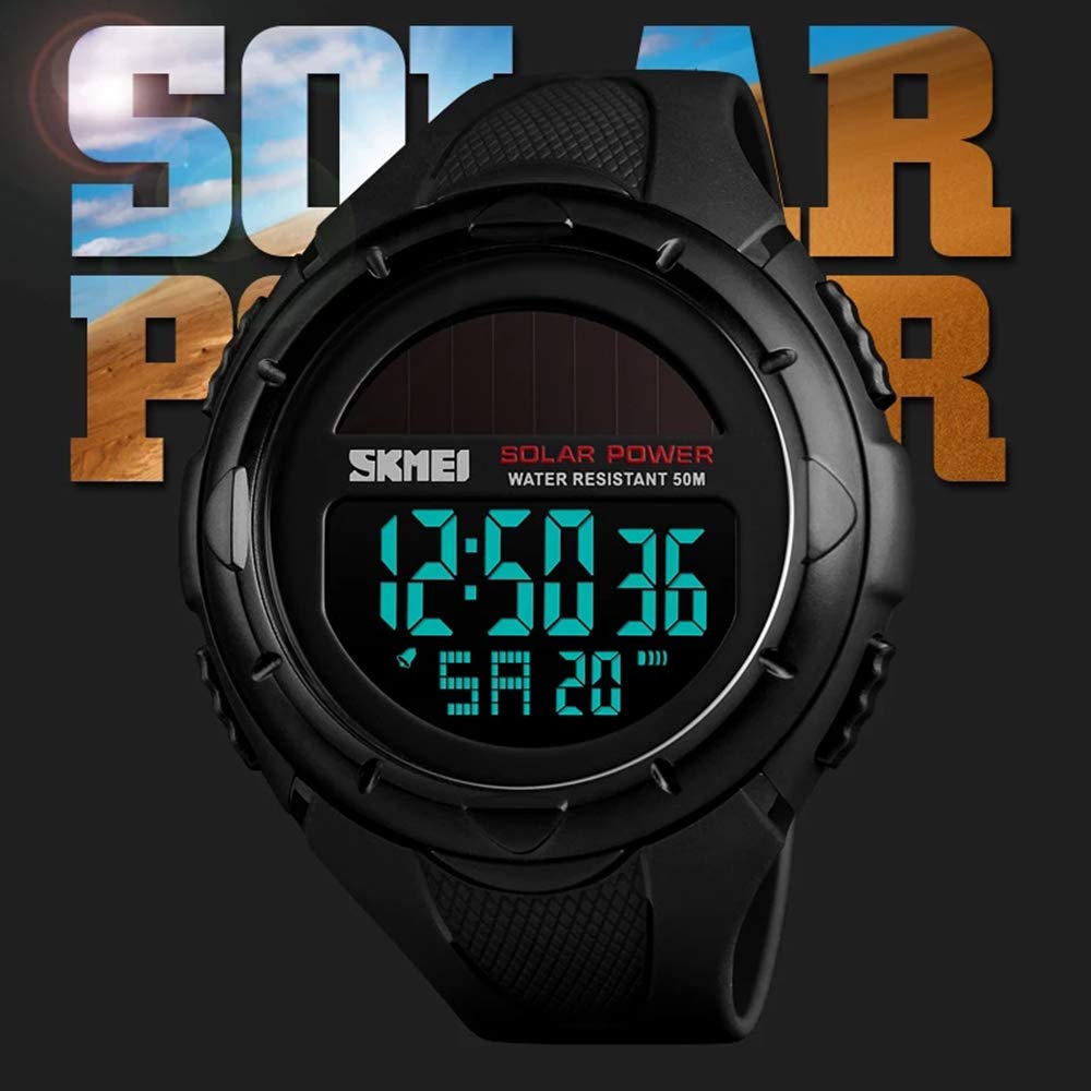 MASTOP Reloj deportivo digital militar para hombre, luz trasera LED, alarma, cronómetro, resistente al agua, 50 m, resistente al agua, para hombre